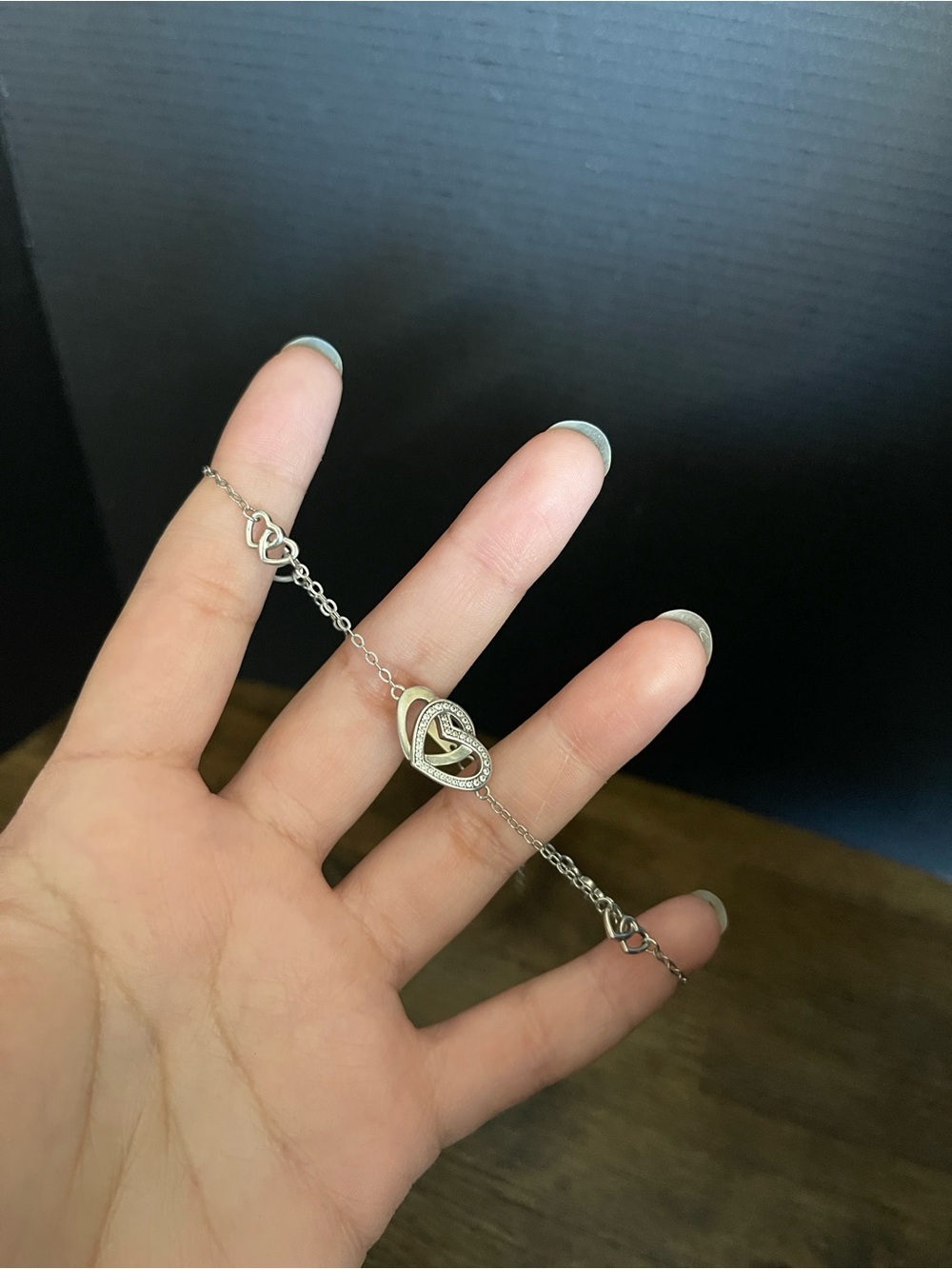 Sterling Silver Interlocked Heart Chain 8 Inch 1 Inch Extension Bracelet